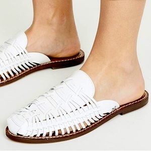 Same Edelman White Mule Slides